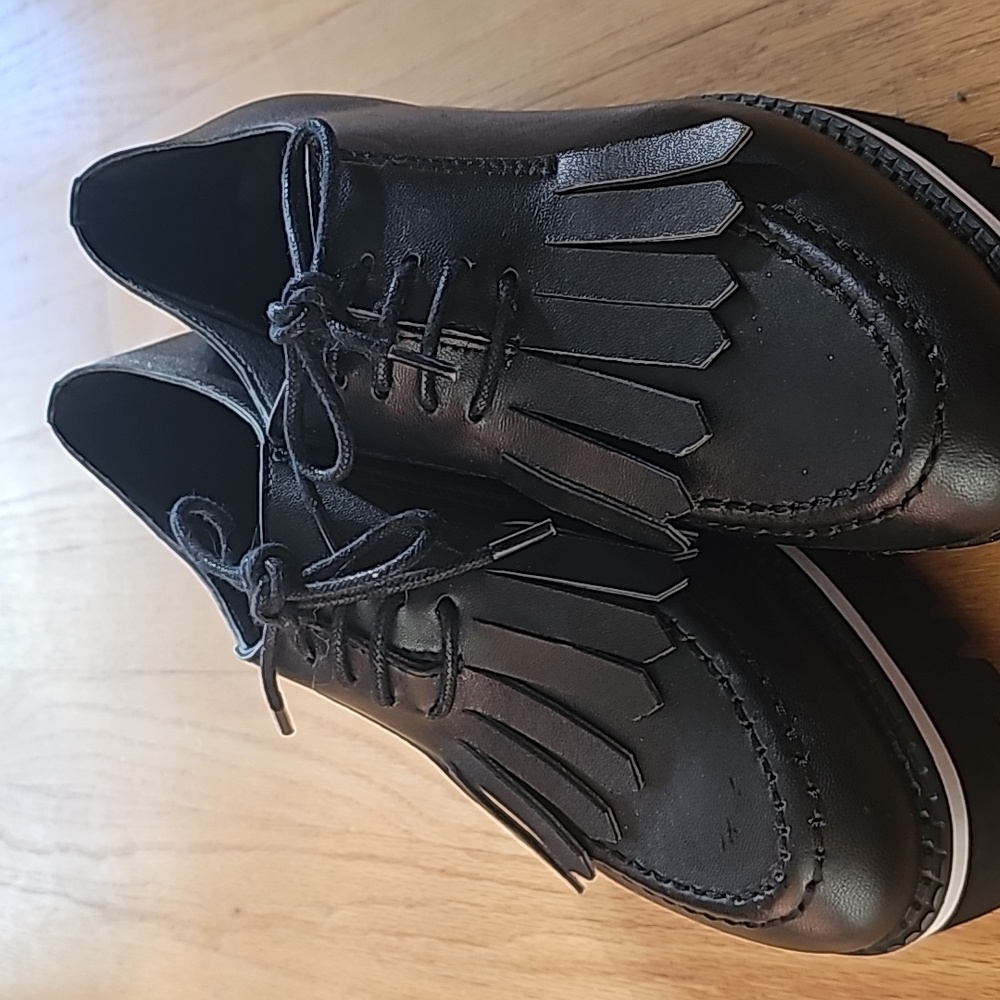 Platform loafers all black kitties ox